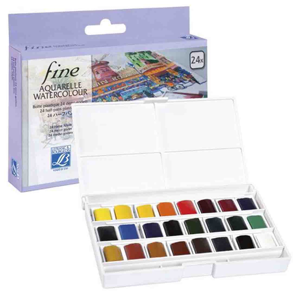 LB FINE WATERCOLOUR PLASTIC BOX SET OF 24 HPA