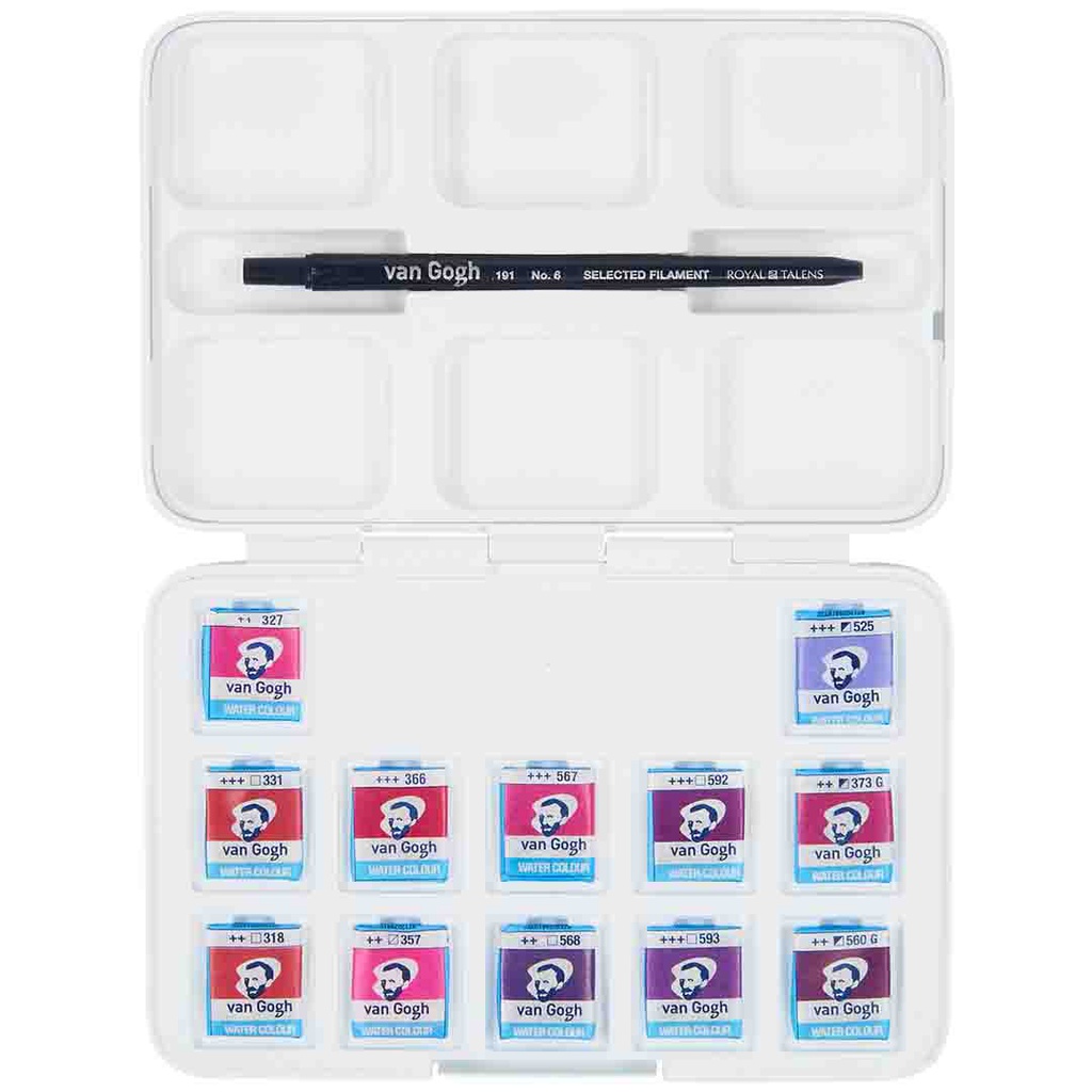 Van Gogh Watercolor Pocketbox 12 Pans Pinks &amp; Violets