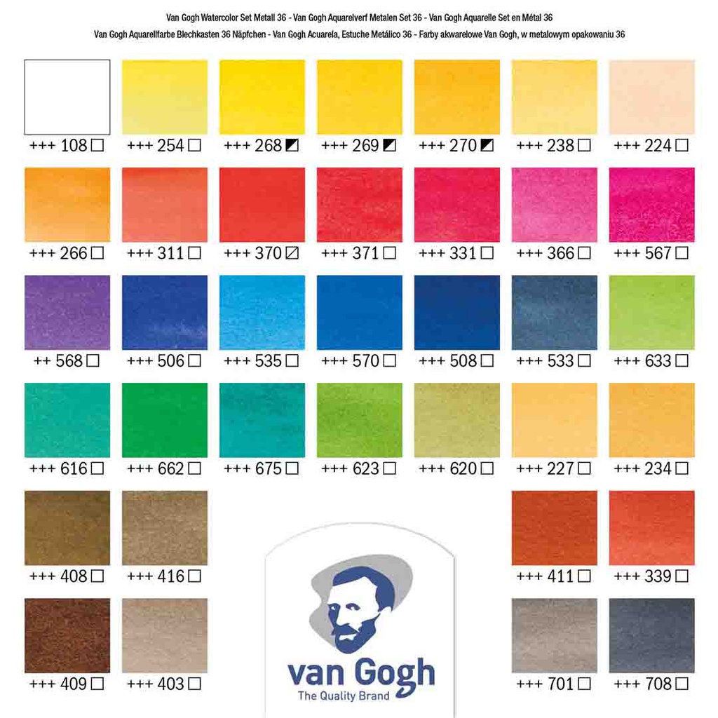 Van Gogh Watercolor Set METAL 36 PANS