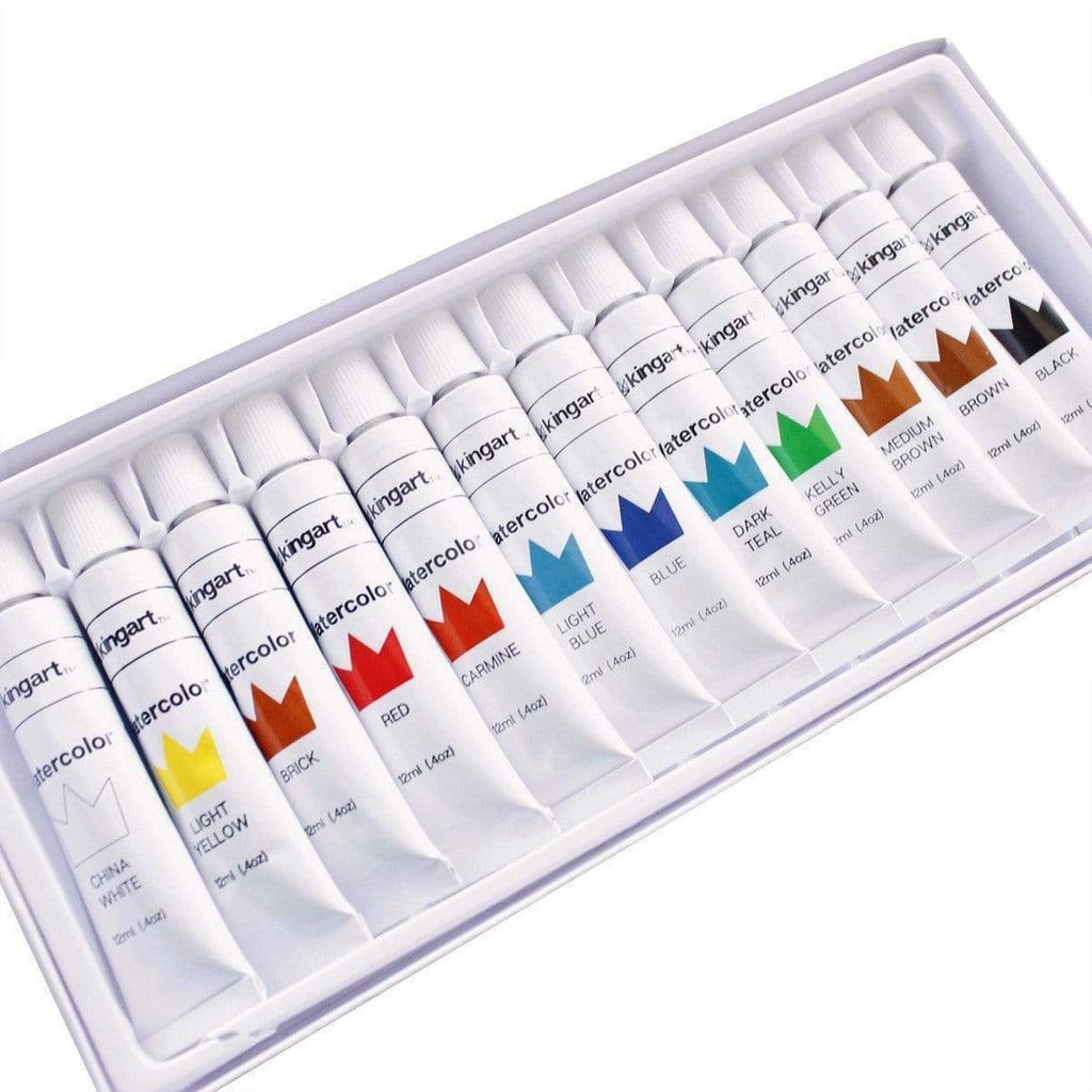 12 KINGART 12 ml WATERCOLOR PAINT SET