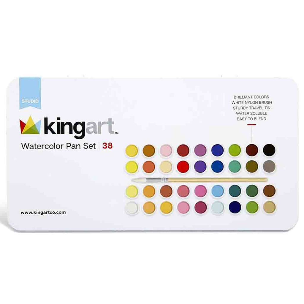 36 KINGART WATERCOLOR PAINT SET TIN