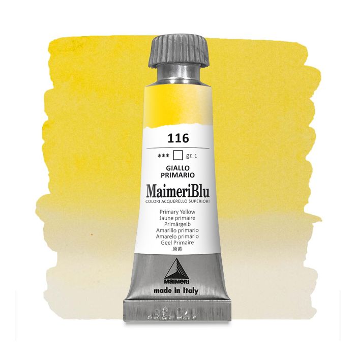 Maimeri Blu Artist Watercolor - Primary Yellow, 12 ml Tube