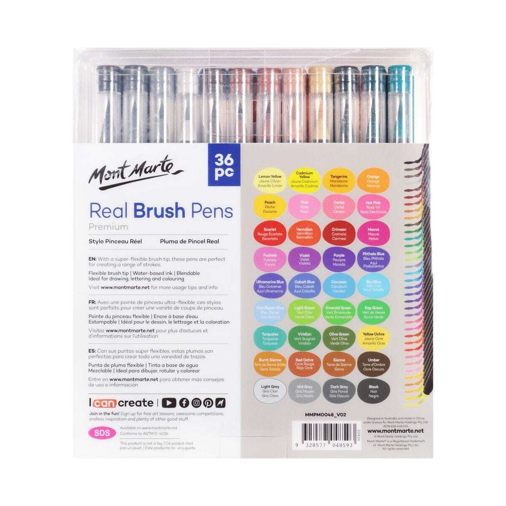 MONT-MARTE Real Brush Pens 36pc