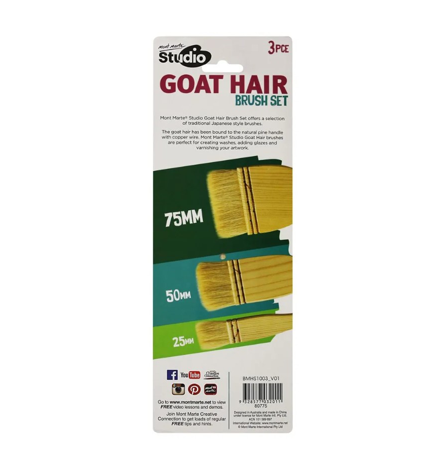 Mont Marte Studio Goat Hair Brush Set 3pc