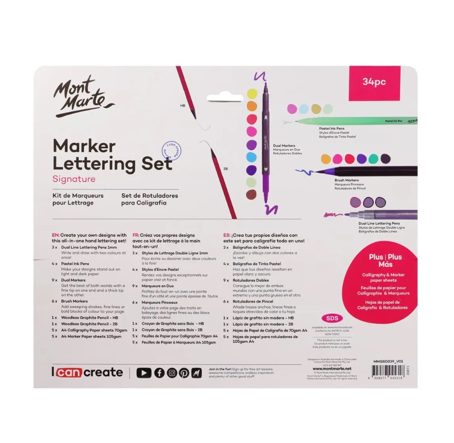 MONT-MARTE Marker Lettering Set 34pc