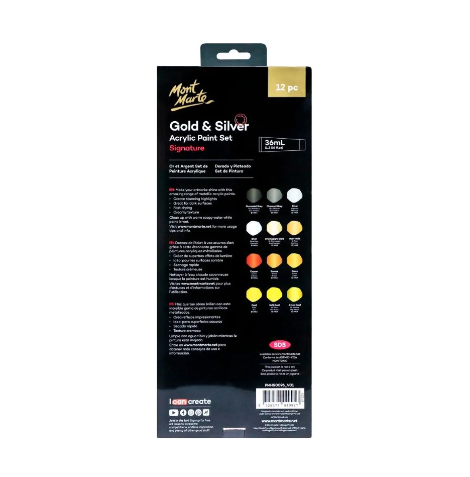 MONT-MARTE Gold Paint Series Set 12pc x 36ml