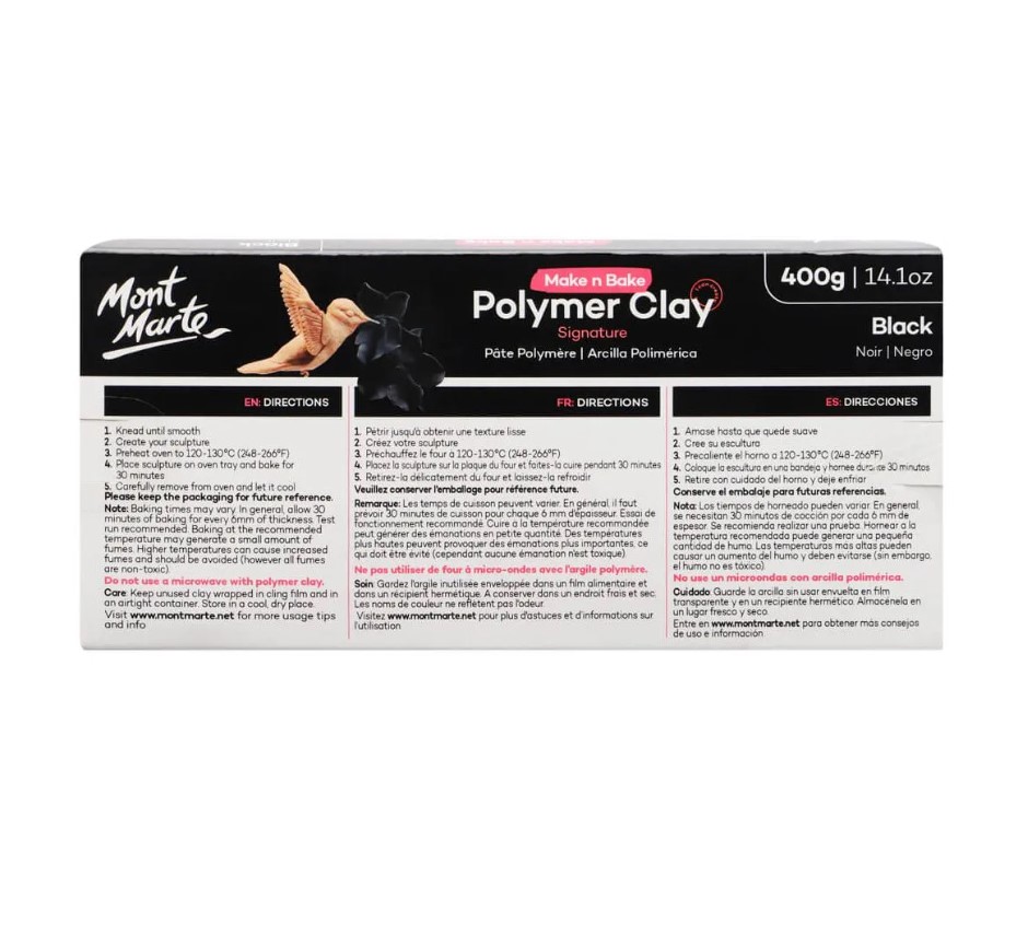 MONT-MARTE Make n Bake Polymer Clay 400g - Black