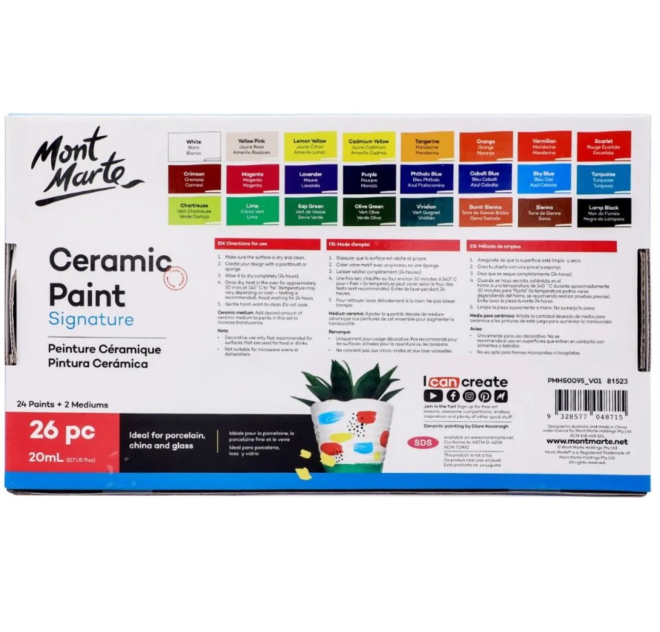 MONT-MARTE Ceramic Liquid Paint 26pc x 20ml