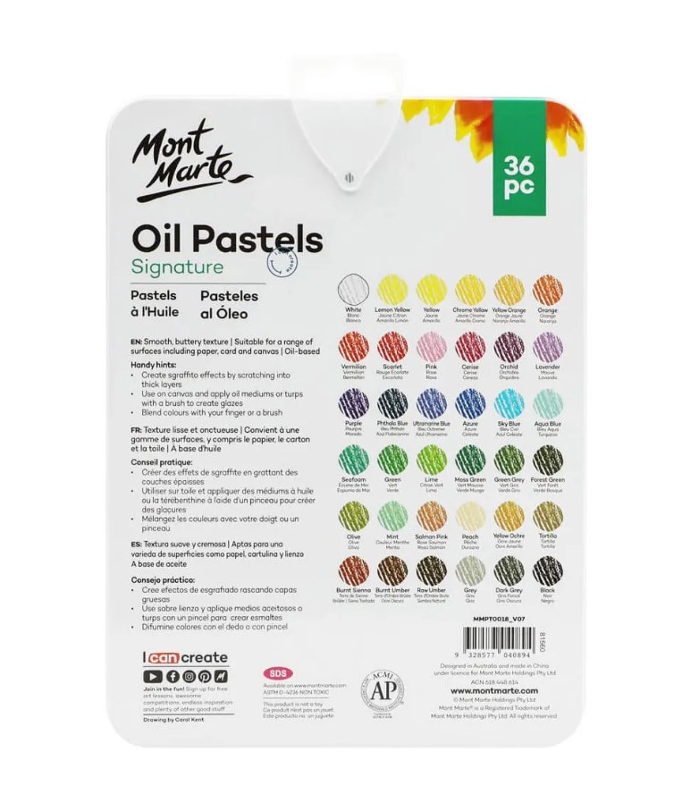 MONT-MARTE Oil Pastels 36pc Tin Box