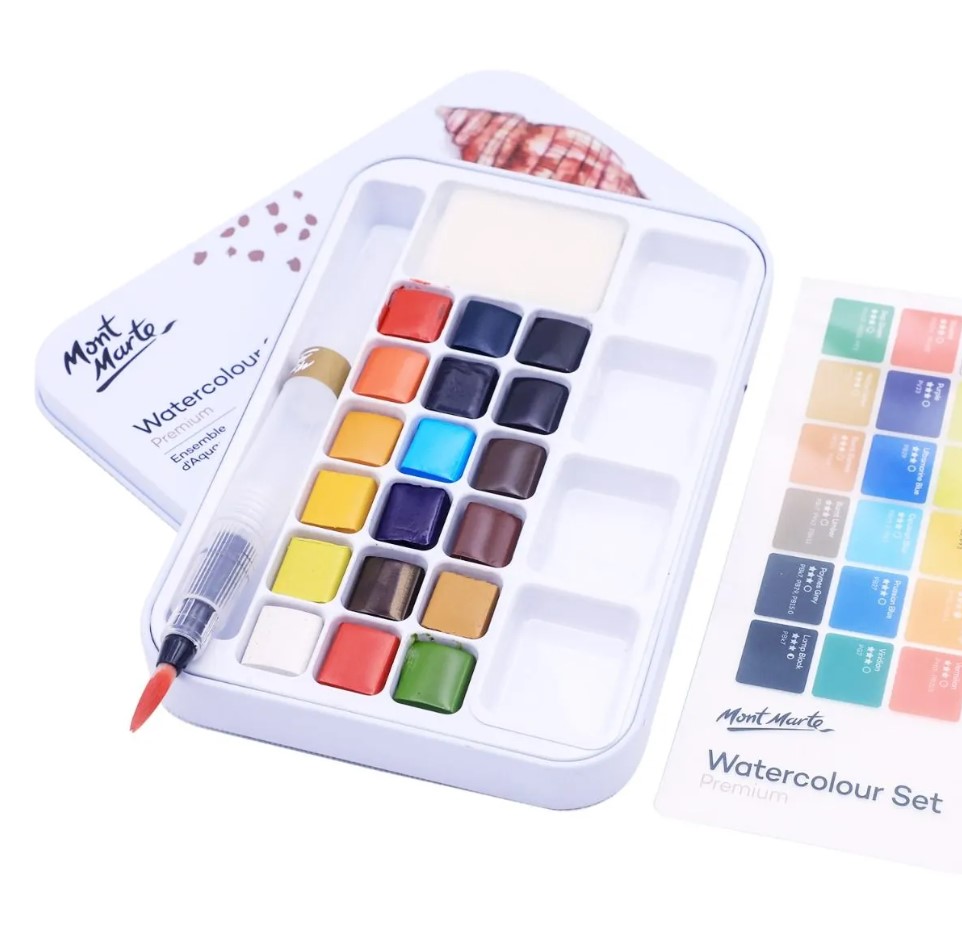 MONT-MARTE Watercolour Set in Tin 21pc