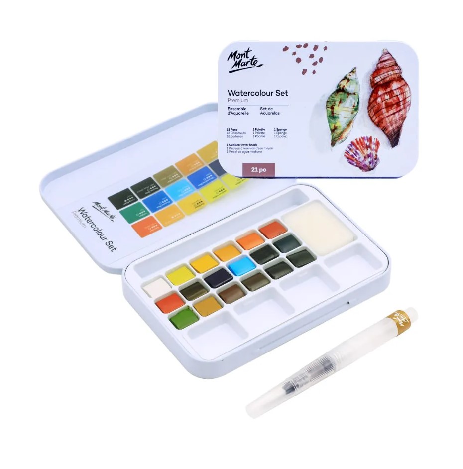 MONT-MARTE Watercolour Set in Tin 21pc