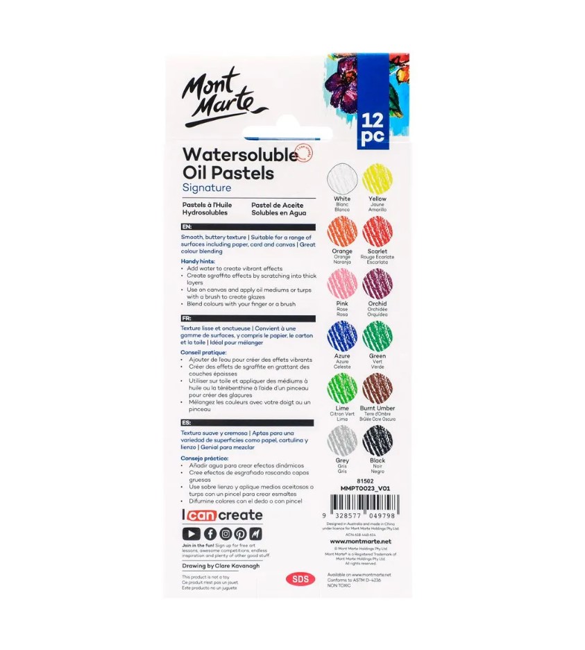 MONT-MARTE Watersoluble Oil Pastels 12pc