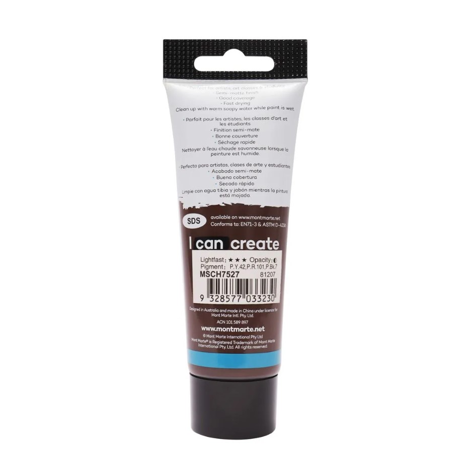 MONT-MARTE Studio Acrylic Paint 75ml - Burnt Umber