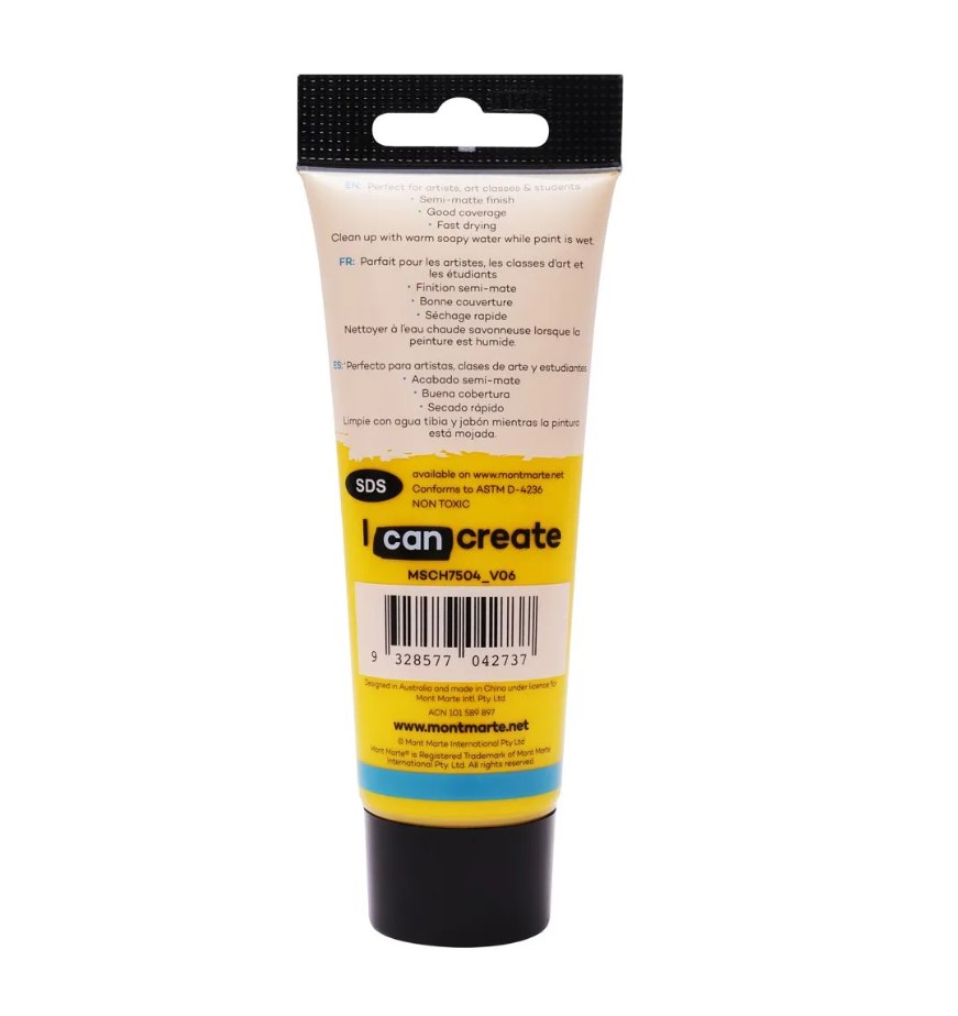 MONT-MARTE Studio Acrylic Paint 75ml - Medium Yellow