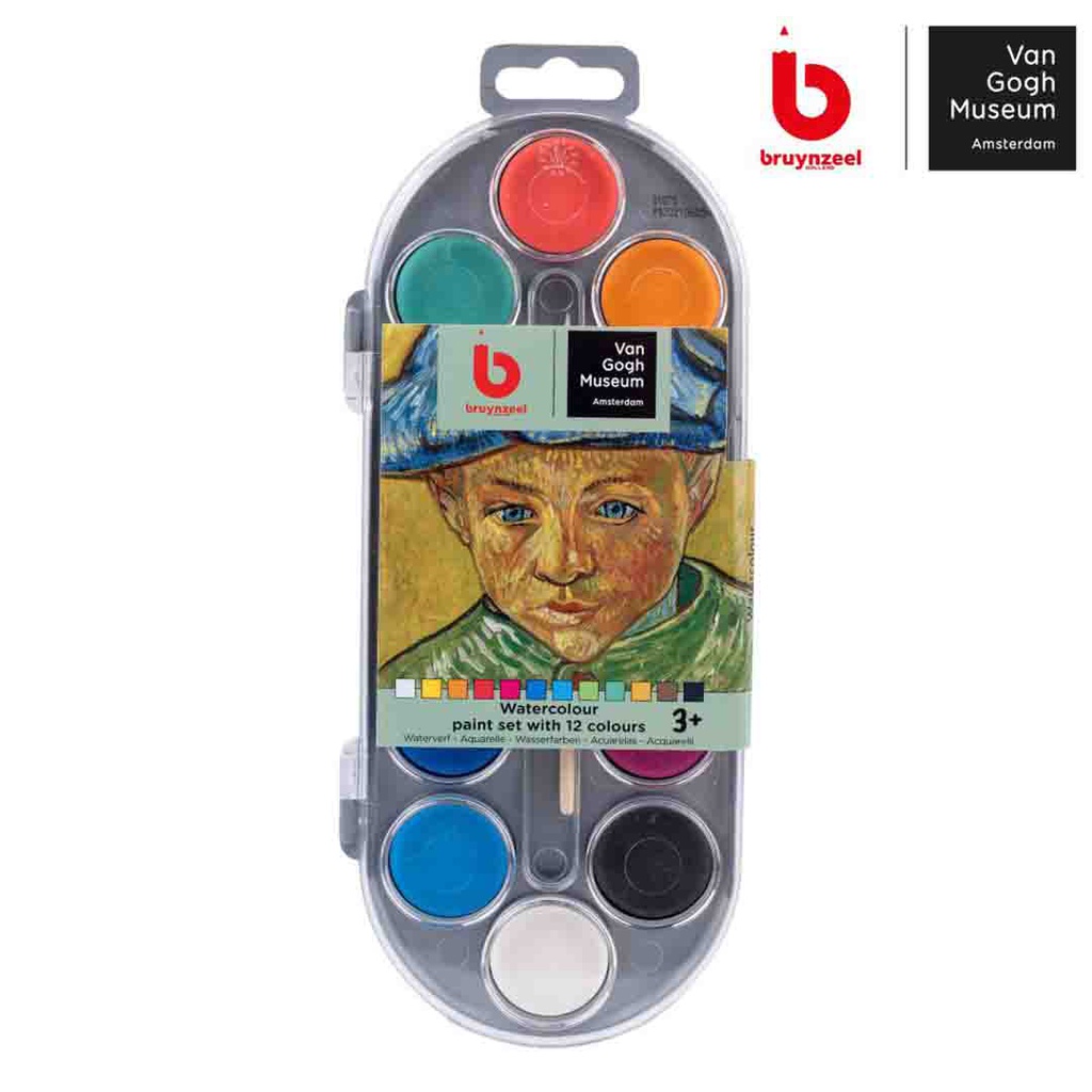 Van Gogh water colors with brush  paint dot  set 12