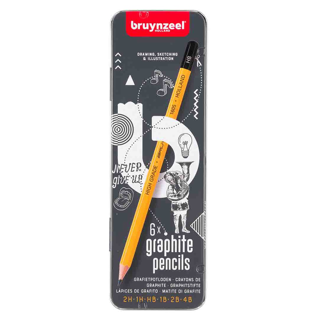 Bruynzeel graph pencil metal set 6