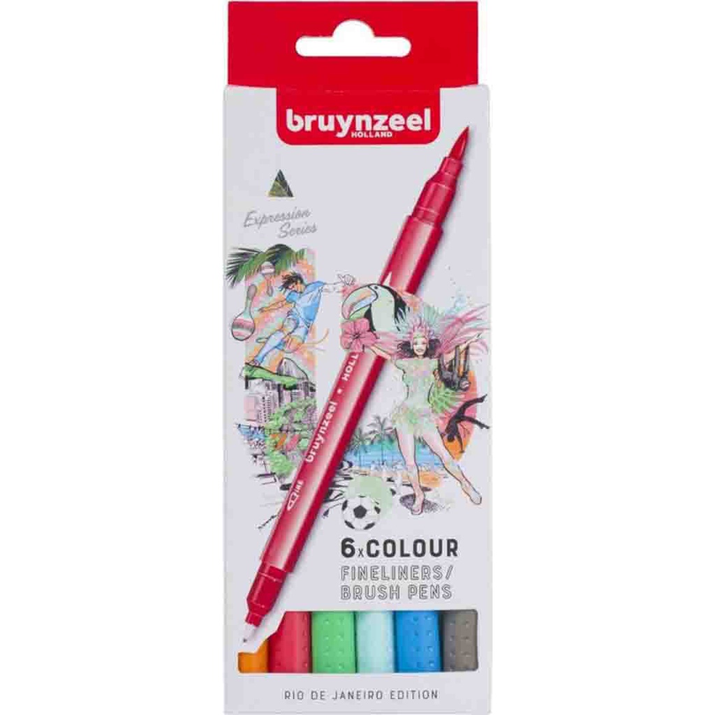 Bruynzeel fineliner brush pen RIO set6 