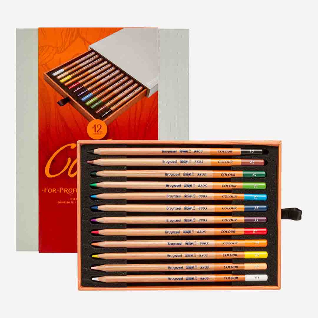 الوان خشبية للتصميم والجرفتي الملون عالية الجودة ماركة  برونزيل الهولندية تحتوي على 12 قلم