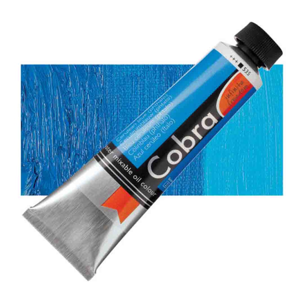 الوان زيتية مائي من شركة كوبرا هولندية 40 مل قابل للخلط بالماء  CERULEAN BLUE PHTHALO