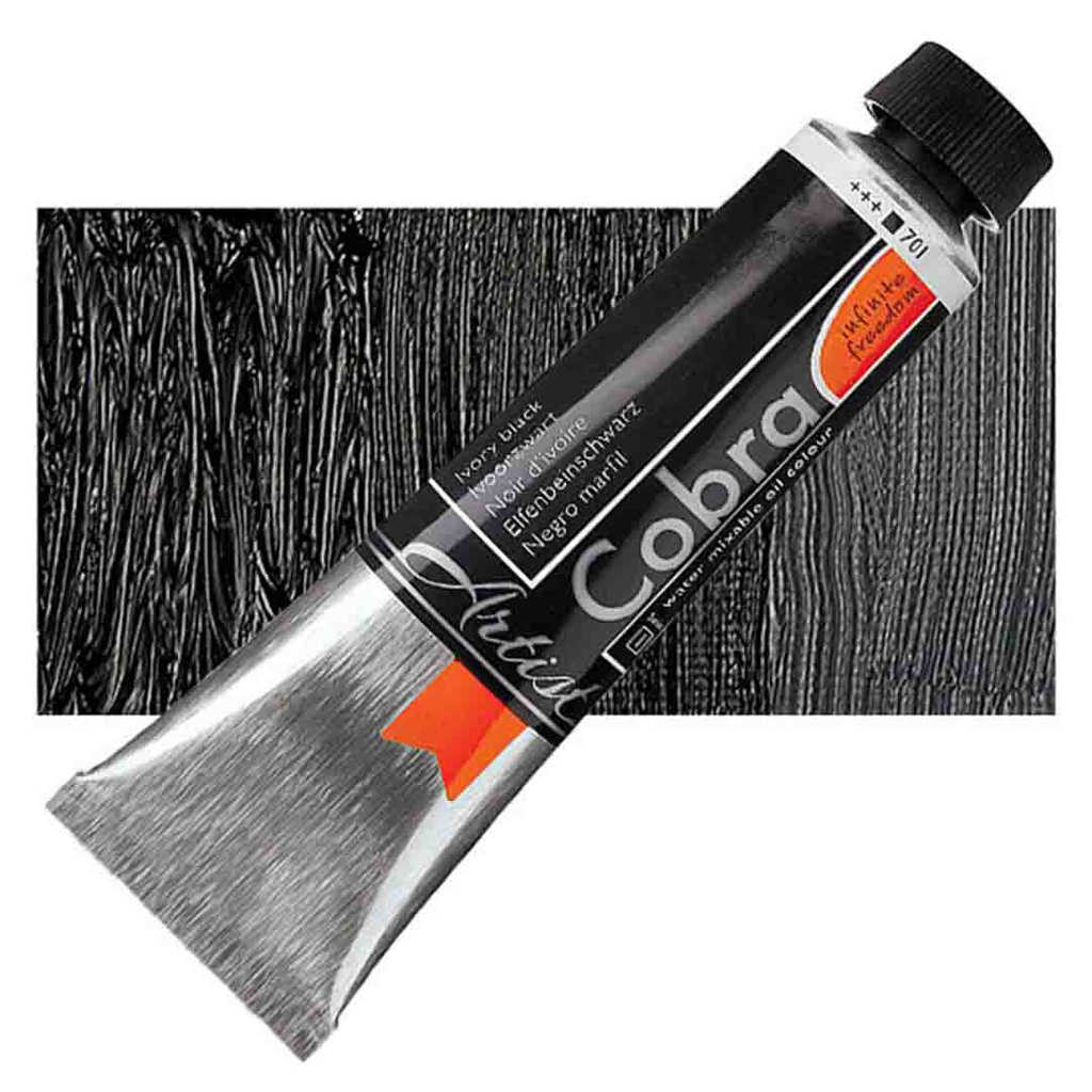 الوان زيتية مائي من شركة كوبرا هولندية 40 مل قابل للخلط بالماء  Ivory  BLACK