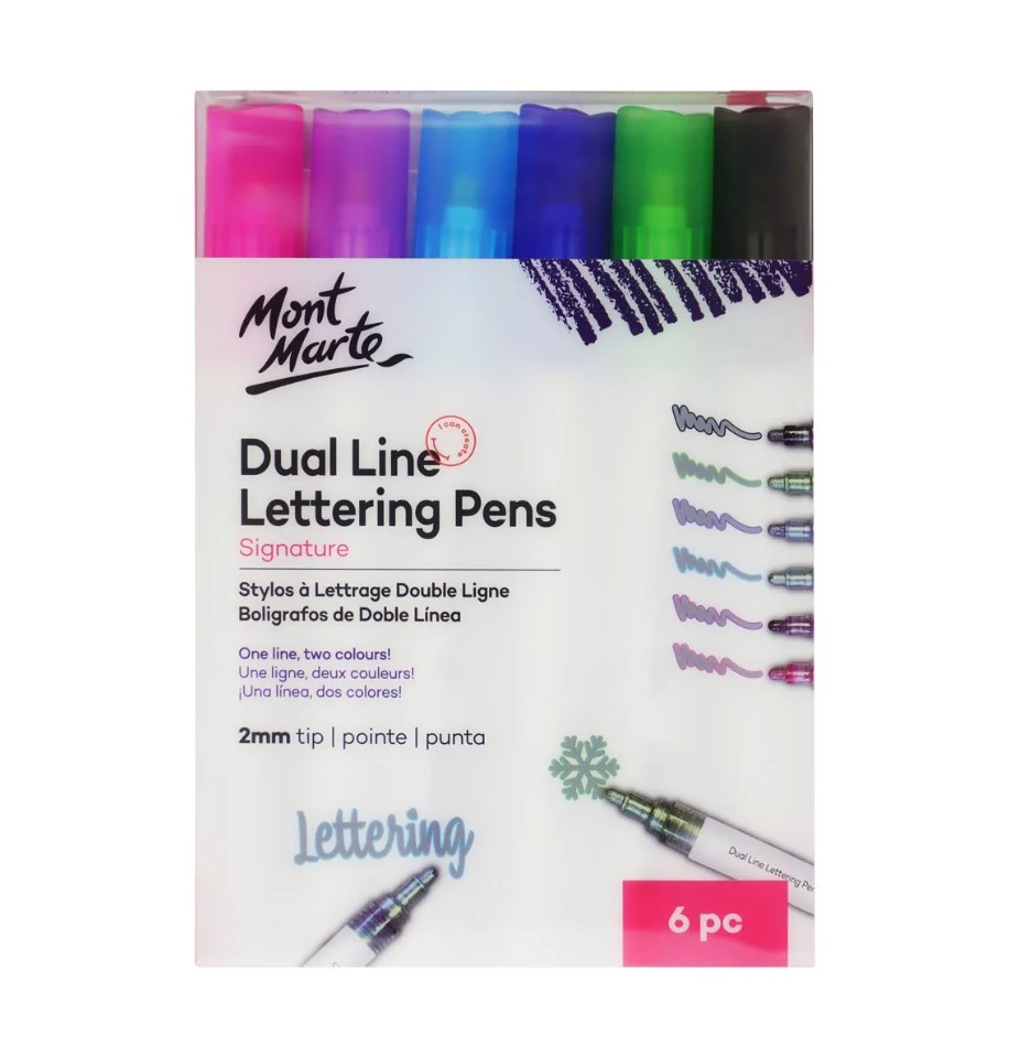 Mont Marte Dual Line Lettering Pens 2Mont Marte Tip 6pc