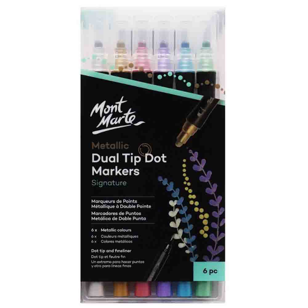 Mont Marte Dot Markers Dual Tip Metallic 6pc