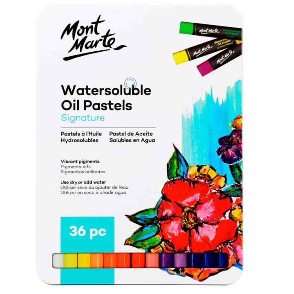 Mont Marte Watersoluble Oil Pastels 36pc in Tin Box