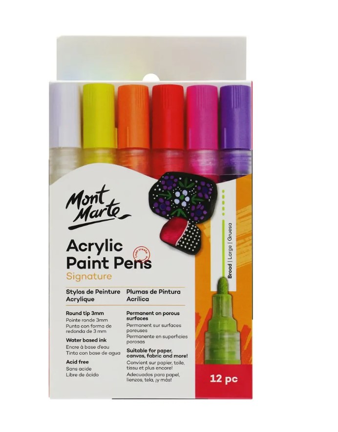 Mont Marte Acrylic Paint Pens Broad Tip 12pc