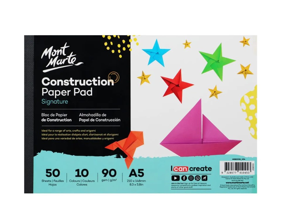Mont Marte Kids Construction Paper A5 50 sht