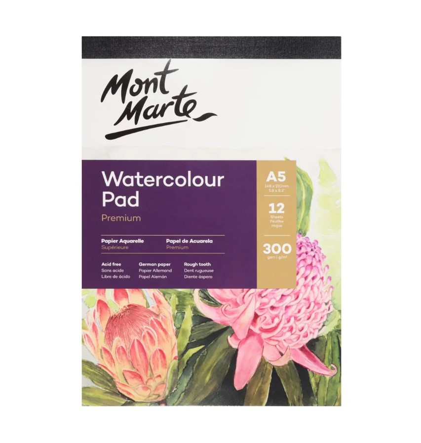 Mont Marte Premium Watercolor Pad A5 300gsm 12 Sheet
