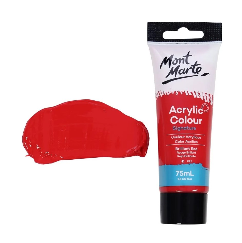 Mont Marte Studio Acrylic Paint 75ml - Brilliant Red