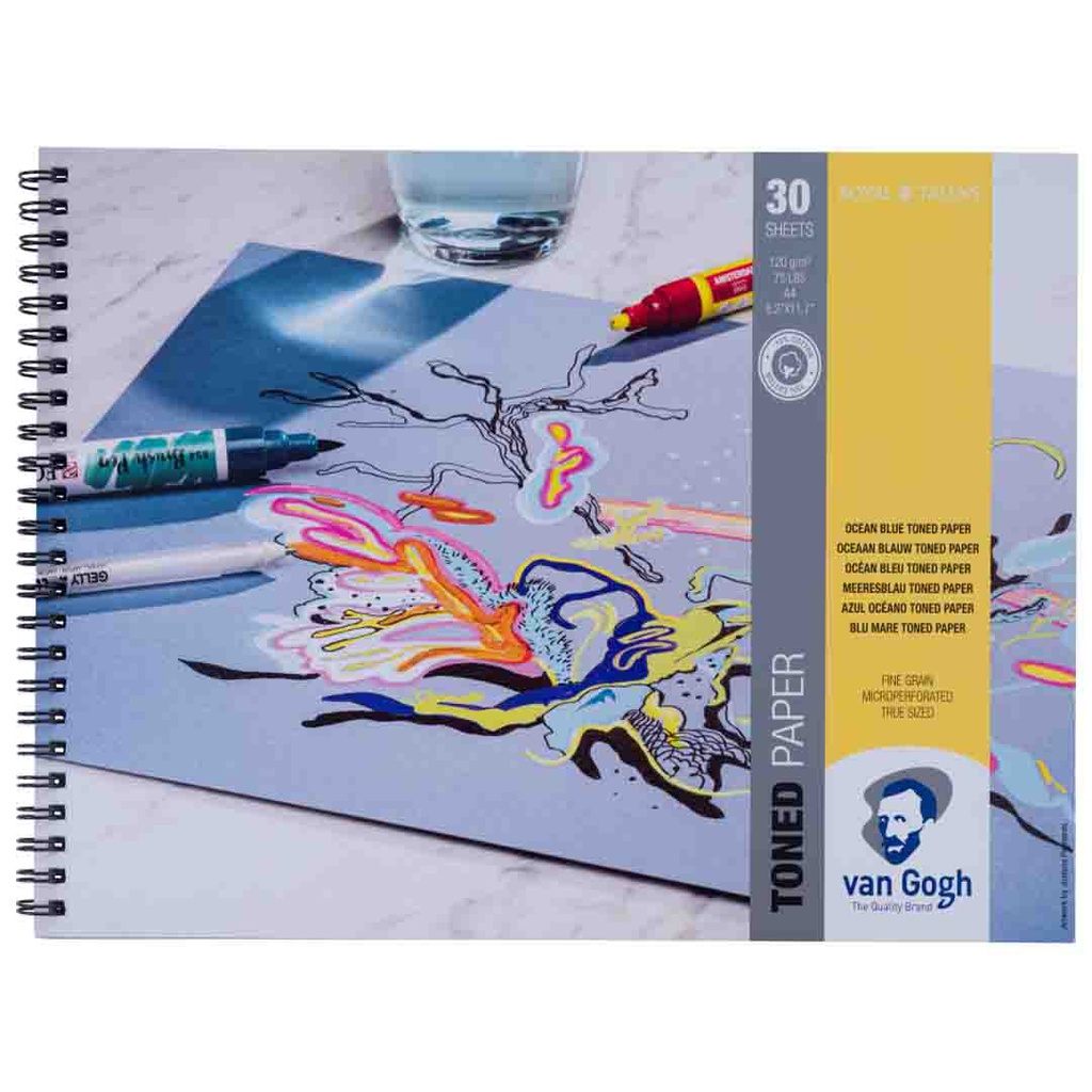 Van Gogh toned paper sketch book .OCEAN BLUE A4 FSC-MIX