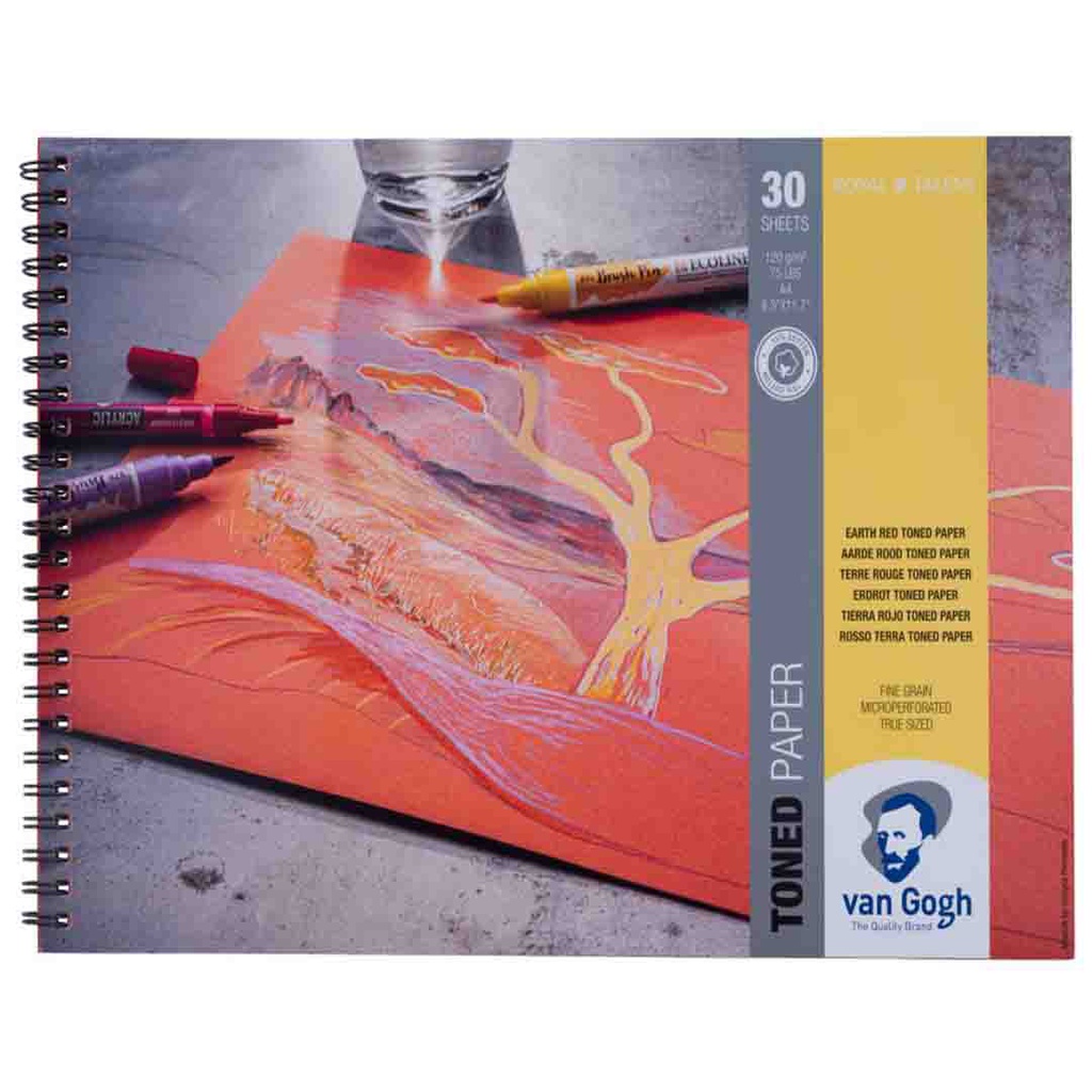 Van Gogh toned paper sketch book .EARTH RED A4 FSC-MIX