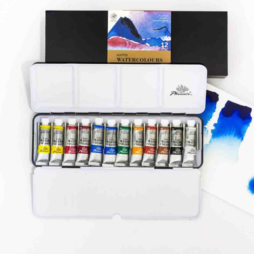 Phoenix Professional Water Color 12 OF 5ML Tube Metal box