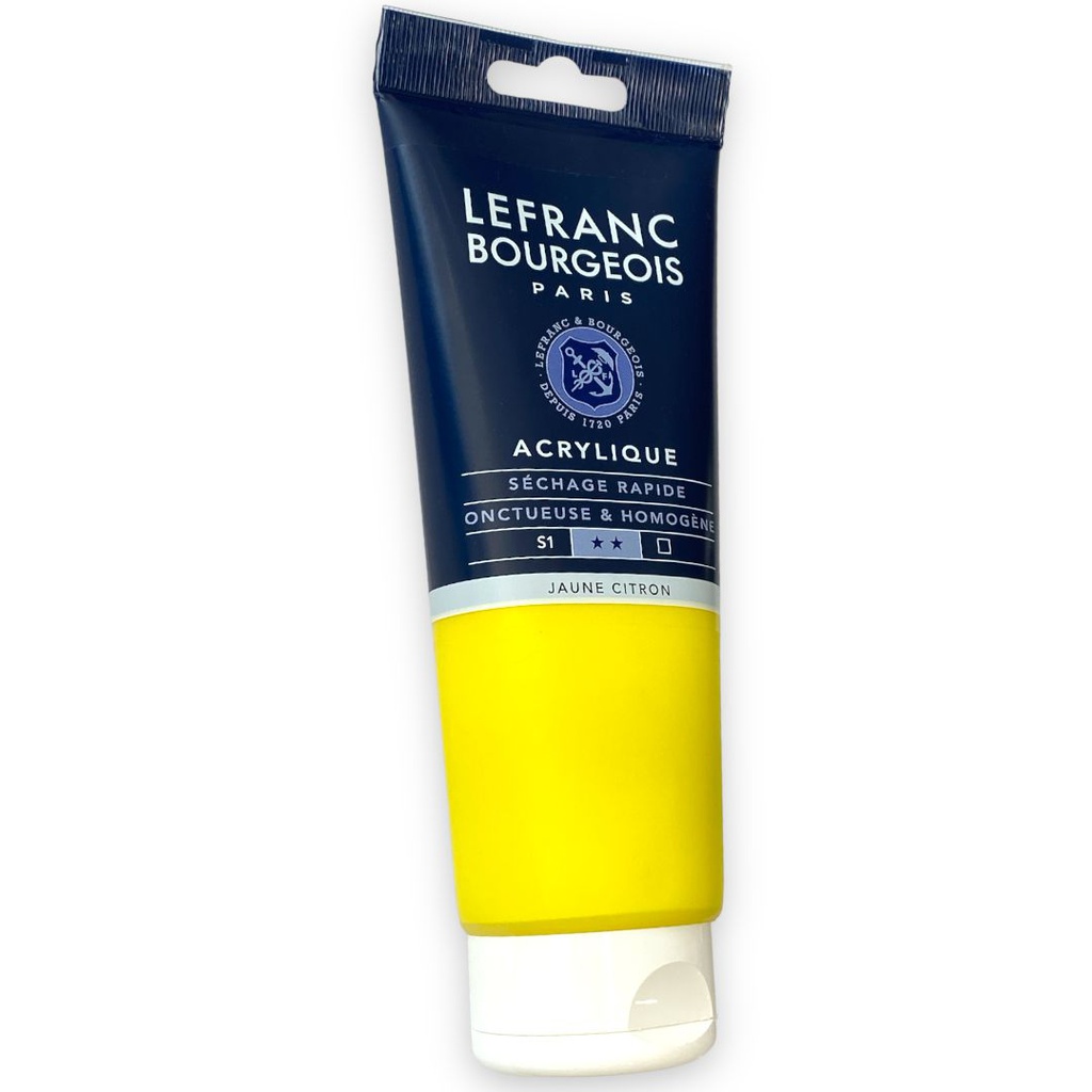 الوان اكريلك 200 مل انبوب ناعمة وسلسة من ليفرانس آند بورجوا ذات الجودة العالية - LEMON YELLOW