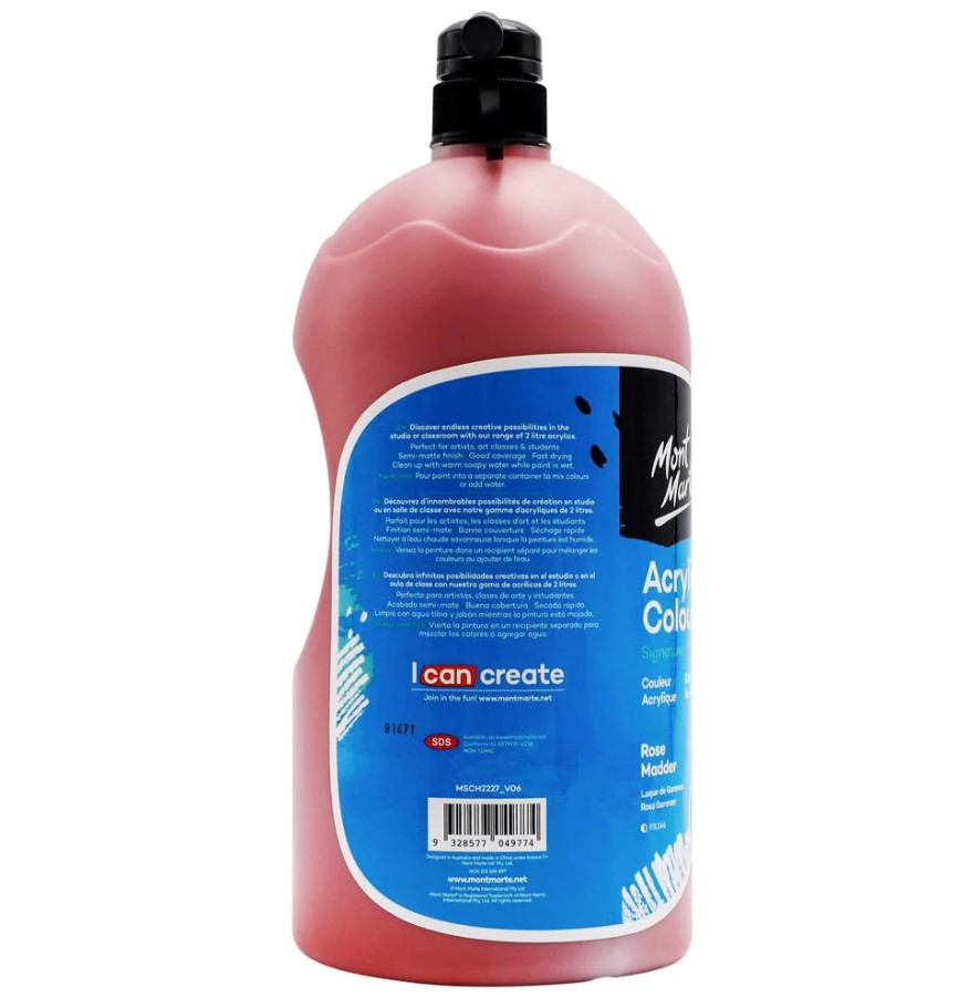 Mont Marte Acrylic color 2L Pump - Rose Madder