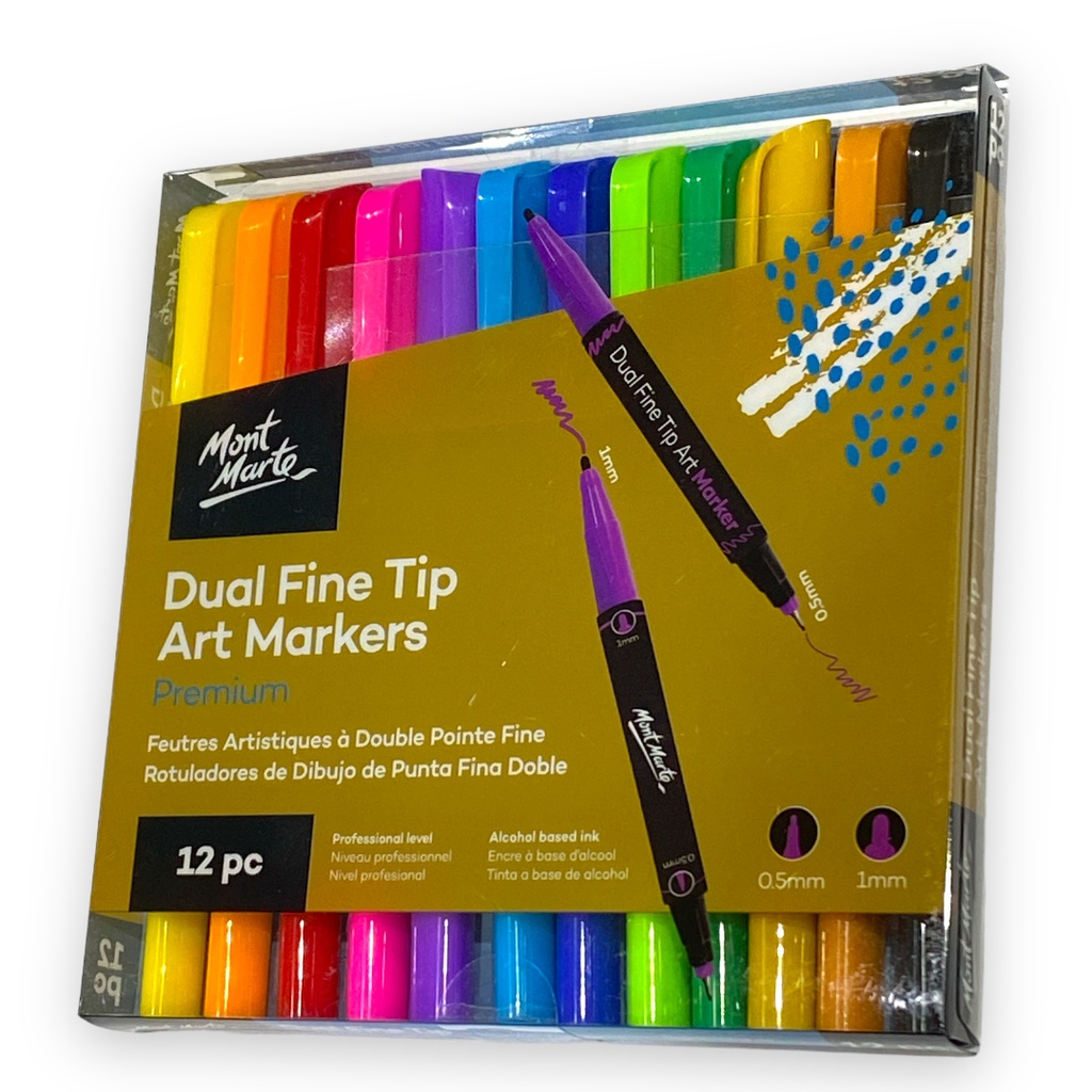 Mont Marte Dual Fine Tip Alcohol Art Markers 12pc