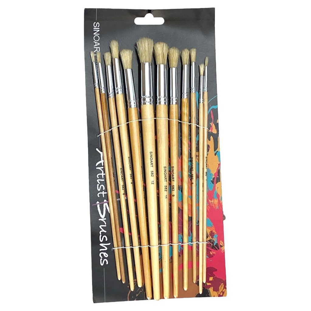 Bristle Brush Set Round 12pk