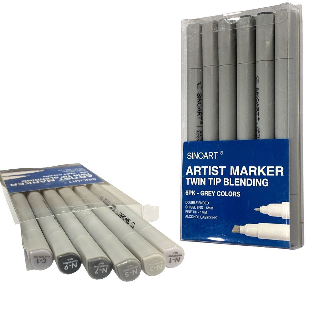 Alcohol-Base Marker 6pk, GREY color series 