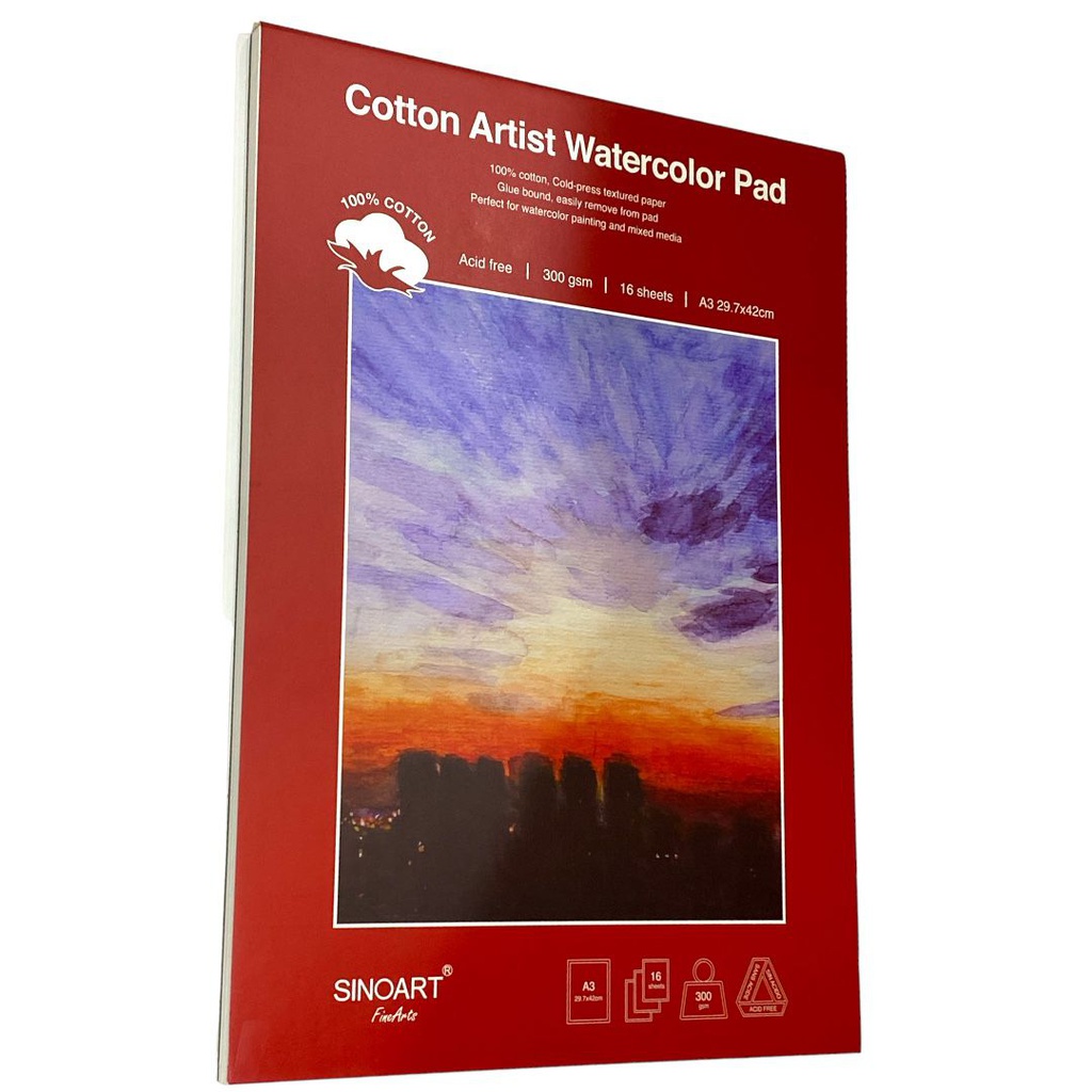 Cotton Watercolor Pad 300gsm, 16 sheets, A3