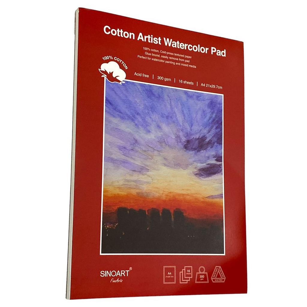 Cotton Watercolor Pad 300gsm, 16 sheets, A4