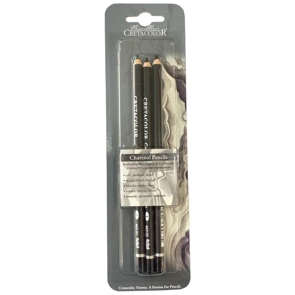 Cretacolor Charcoal soft, medium, hard, 3 pcs. Blistercard