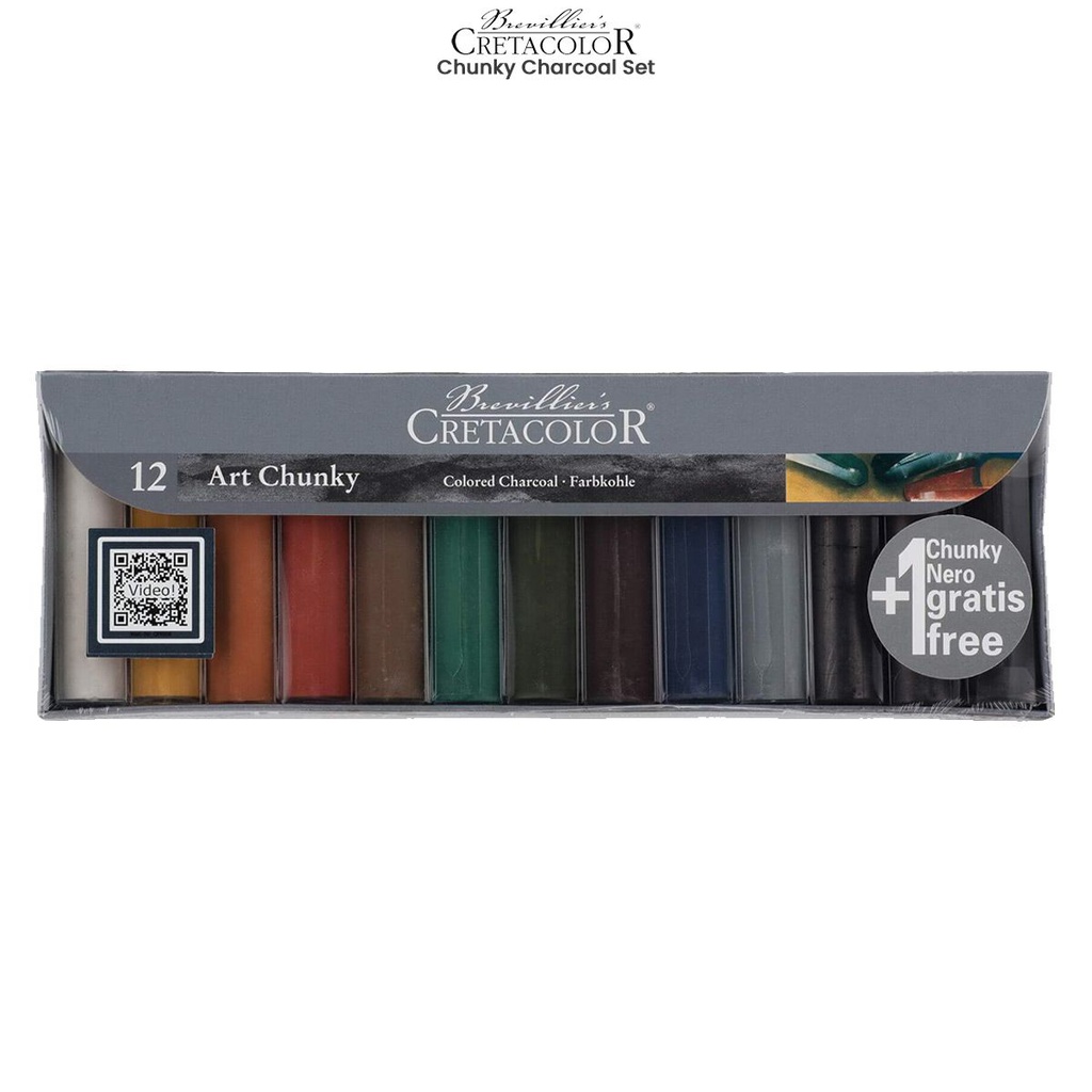 Art Chunky - Set, 10 pcs. assorted coloured charcoal