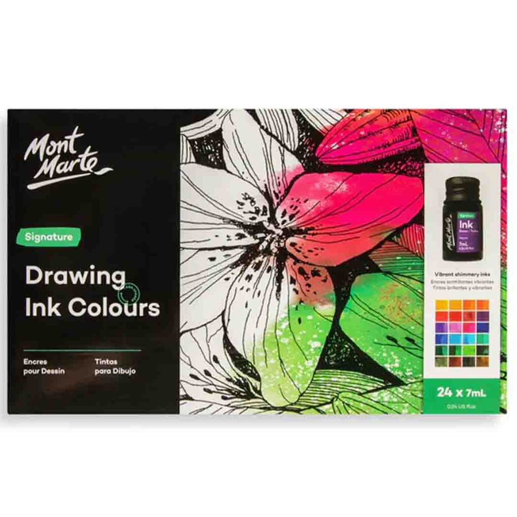 Mont Marte Drawing Ink Colours 24pc x 7ml