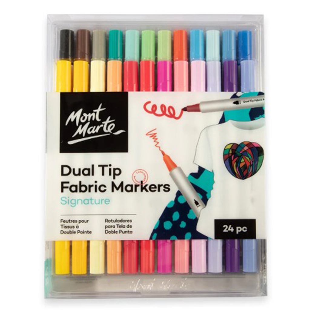 Mont Marte Dual Tip Fabric Markers 24pc