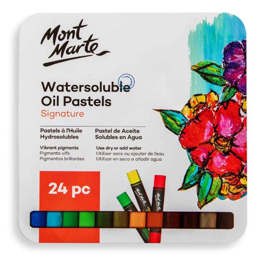 Mont Marte Watersoluble Oil Pastels 24pc in Tin Box