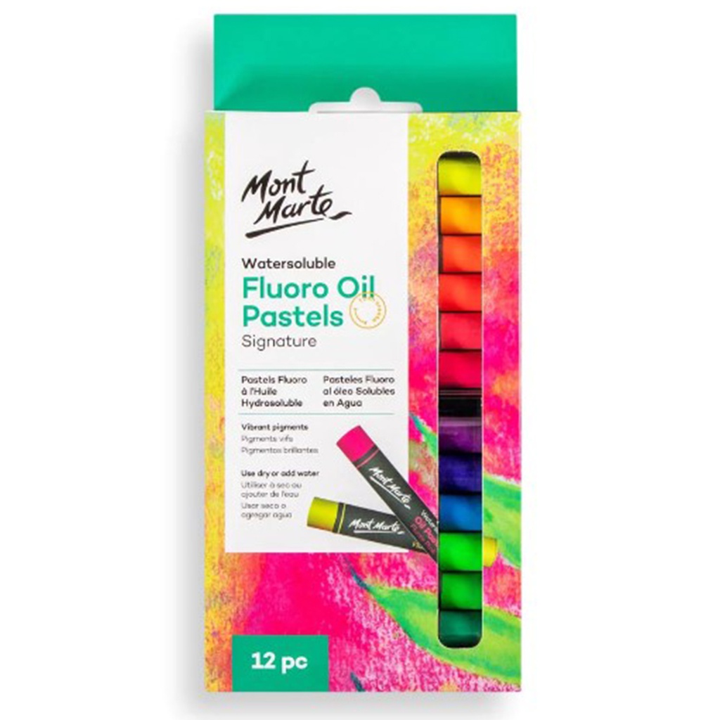 Mont Marte Watersoluble Fluoro Oil Pastels 12pc