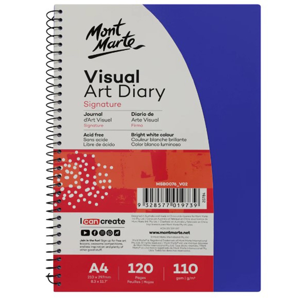 Mont Marte Visual Art Diary PP Coloured Cover A4