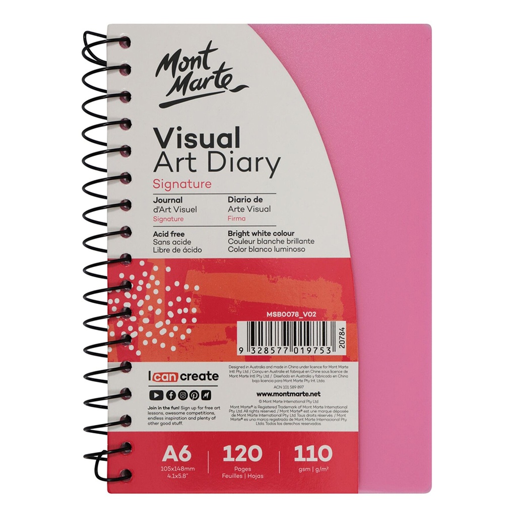 Mont Marte Visual Art Diary PP Coloured Cover A6