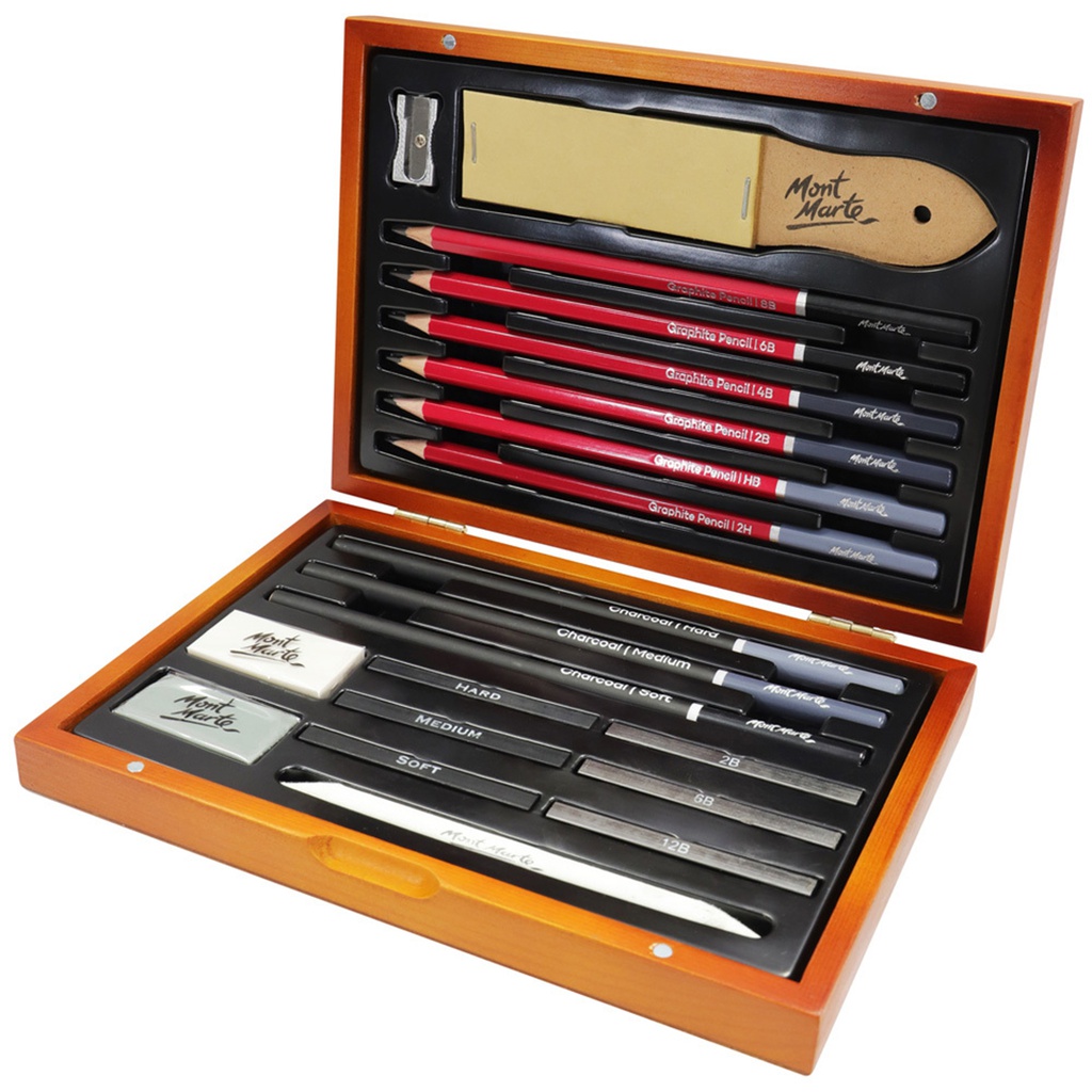 Mont Marte Sketching Set in Wooden Box 20pc